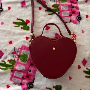 Red heart cross body purse with gold hardware